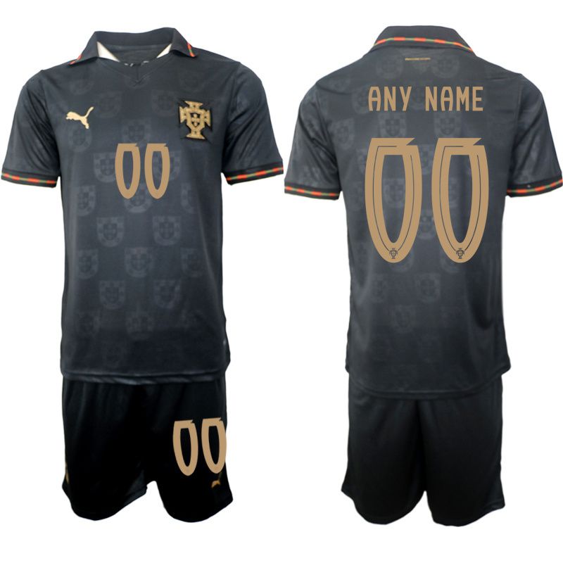 Men 2026 World Cup National Team Portugal away Black customized Soccer Jersey
